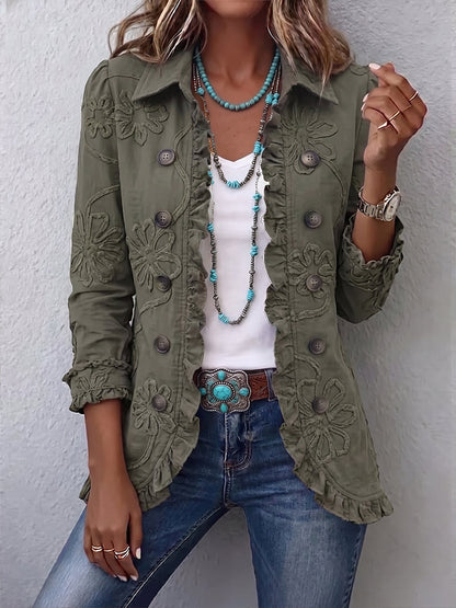Faustine | Giacca Utility Boho con Ricami Floreali