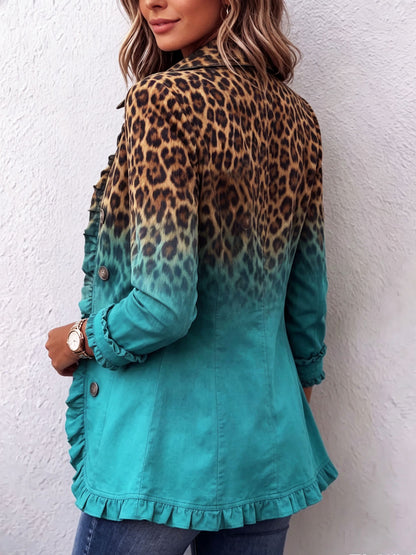 Cassandre | Elegante blazer leopardato sfumato con volant