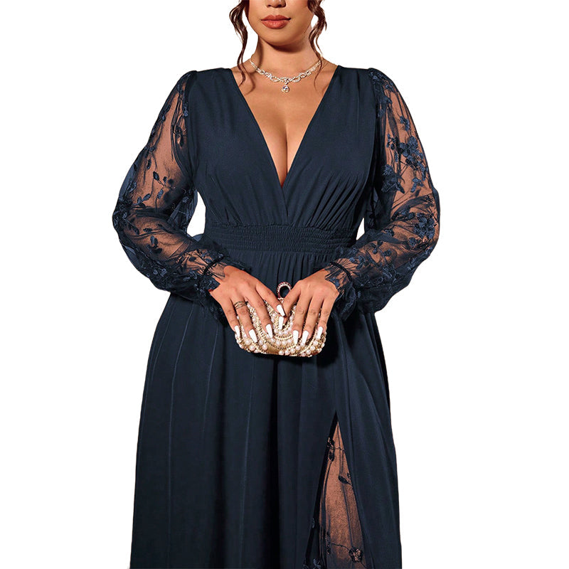 Abito Celeste – Eleganza Romantica con Pizzo